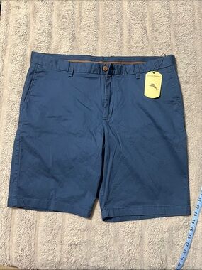 Tommy Bahama Chino Sails Shorts Mens 42 Navy Blue Stretch